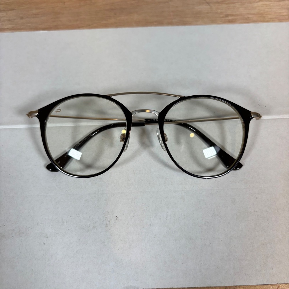 Prive Revaux The Epicurus Black Gold Round Double Bridge Blue Light Glasses 50mm